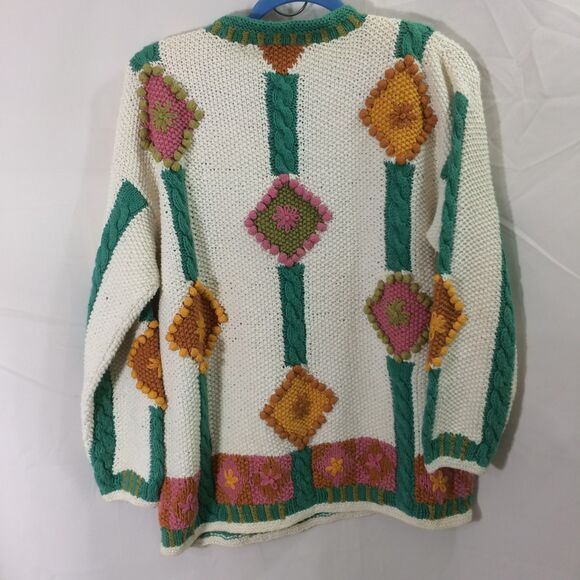 Vintage Premiere Hand Knit Sweater Size S Oversized Geometric 80s Ramie Cotton - Picture 2 of 4